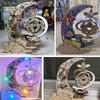 3D Деревянная головоломка Модель Луна Звезда Музыкальная шкатулка Строительные наборы Вращающийся Декор для рукоделия Образовательная STEM игрушка Подарок для взрослых Подростков Детей