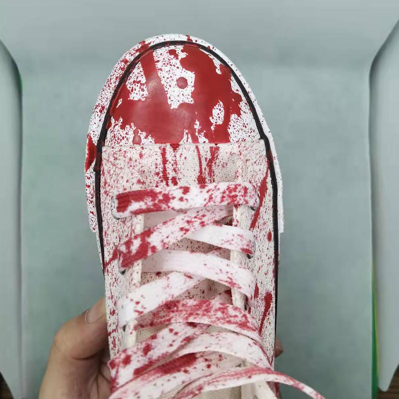 Мужские кроссовки-унисекс из холста с граффити и пятнами крови, высокие стильные красные ботинки Vulcan