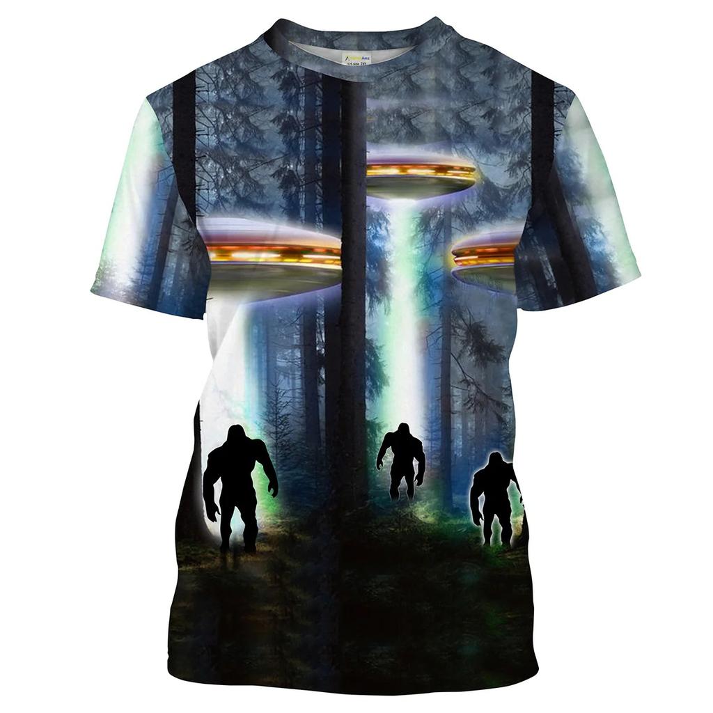 Новая футболка с короткими рукавами, топ с 3D-принтом и персонализированной круглой горловиной