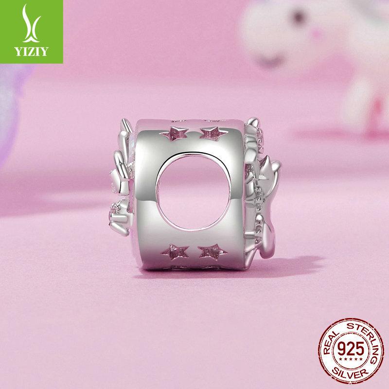 Опаловая Луна Кошка Сделай сам Браслет Бусины Рассыпные Бусины, Милое Девичье Сердце S925 Стерлинговое Серебро Веревочное Украшение