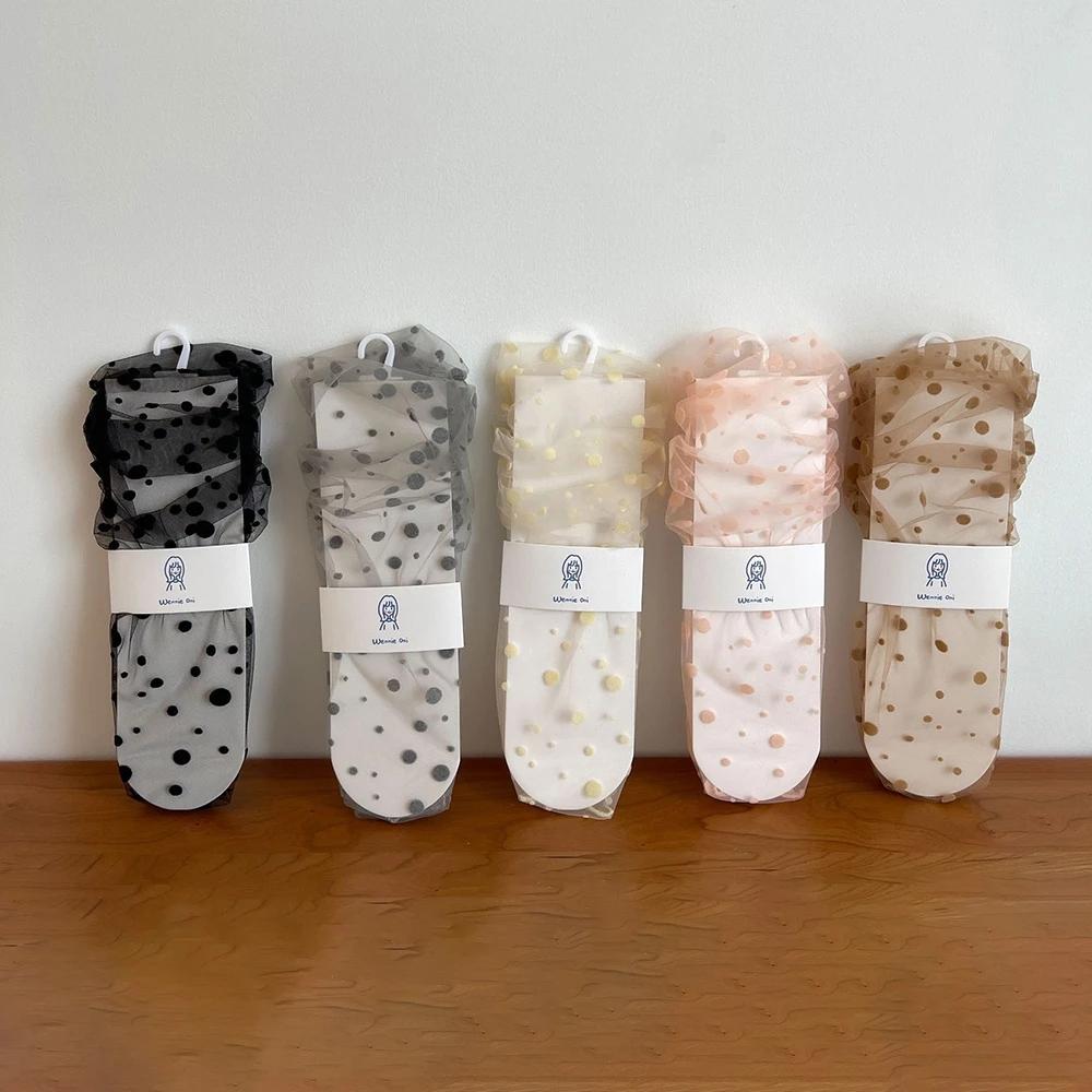 Sweet Thin Mesh Female Chiffon Nylon Dot Socks Dress Hosiery Tulle Socks