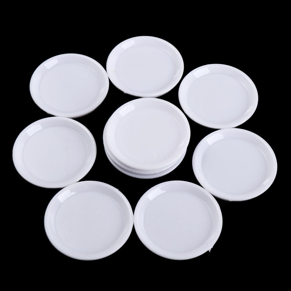 10Pcs Kitchen Toys Doll House Trays Plates Doll Durable Mini Food White Dishes Tableware Miniature Doll House Accessories