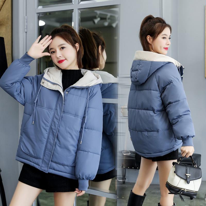 Winter Cotton Jacket Women's Short Winter Korean Bread Jacket Solid Color Warm Down Jacket Casual Cotton Jacket Loose Cotton Jacket