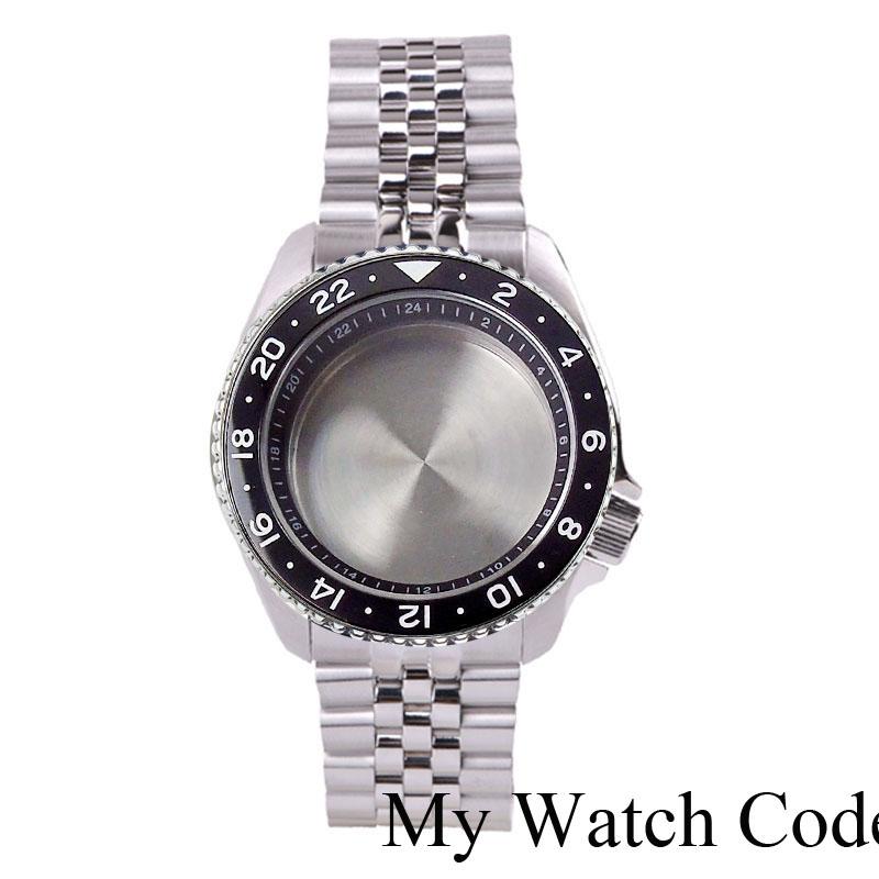 41mm SSKX001 GMT Watch Case for NH34 NH35 NH36 NH38 Movement Steel Diving Case for Watch Maker 24 Hours Chapter Ring 3.8 Crown