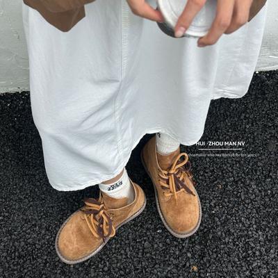 Ботинки с большим носком из коровьей кожи первого слоя, для активного отдыха, на толстой подошве, в стиле ретро Maillard, большие желтые ботинки, ботинки Мартин, женские короткие ботинки