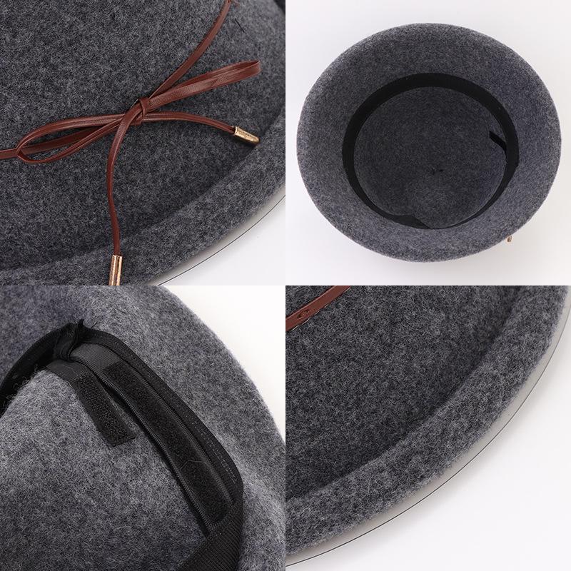 Высококачественная шерстяная шляпа-чаша, осенне-зимняя новая женская керлинговая шляпа с бантом, завязанная веревкой, рыбацкая шляпа, модная теплая шляпа на открытом воздухе, дизайнерская шляпа