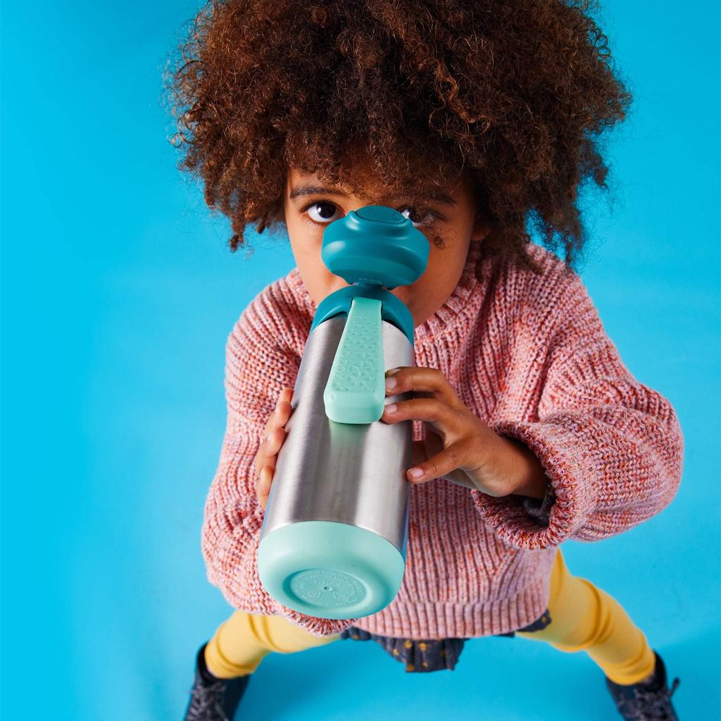 b.box Children's Water Bottle with Spout, Insulated Drink Bottle, 500ml, Keeps Drinks Cold or Hot, One-Push Operation, Dishwasher Safe [Authentic