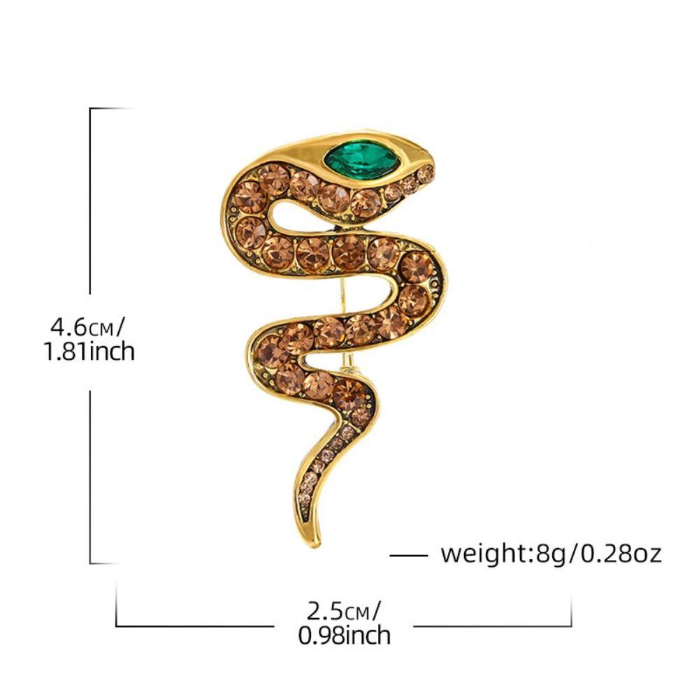 Zircon Zodiac Snake Brooch Vintage Metal Snake Lapel Pin Rhinestone Animal Collar Pins  New Year