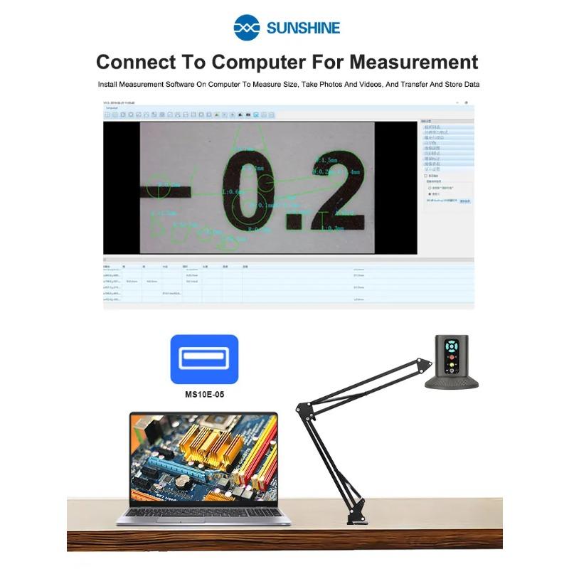 SUNSHINE MS10E-05 4K HD Digital Microscope Universal Stand 180° Rotation Adjustable Brightness Microscope Gimbal Mount Tool