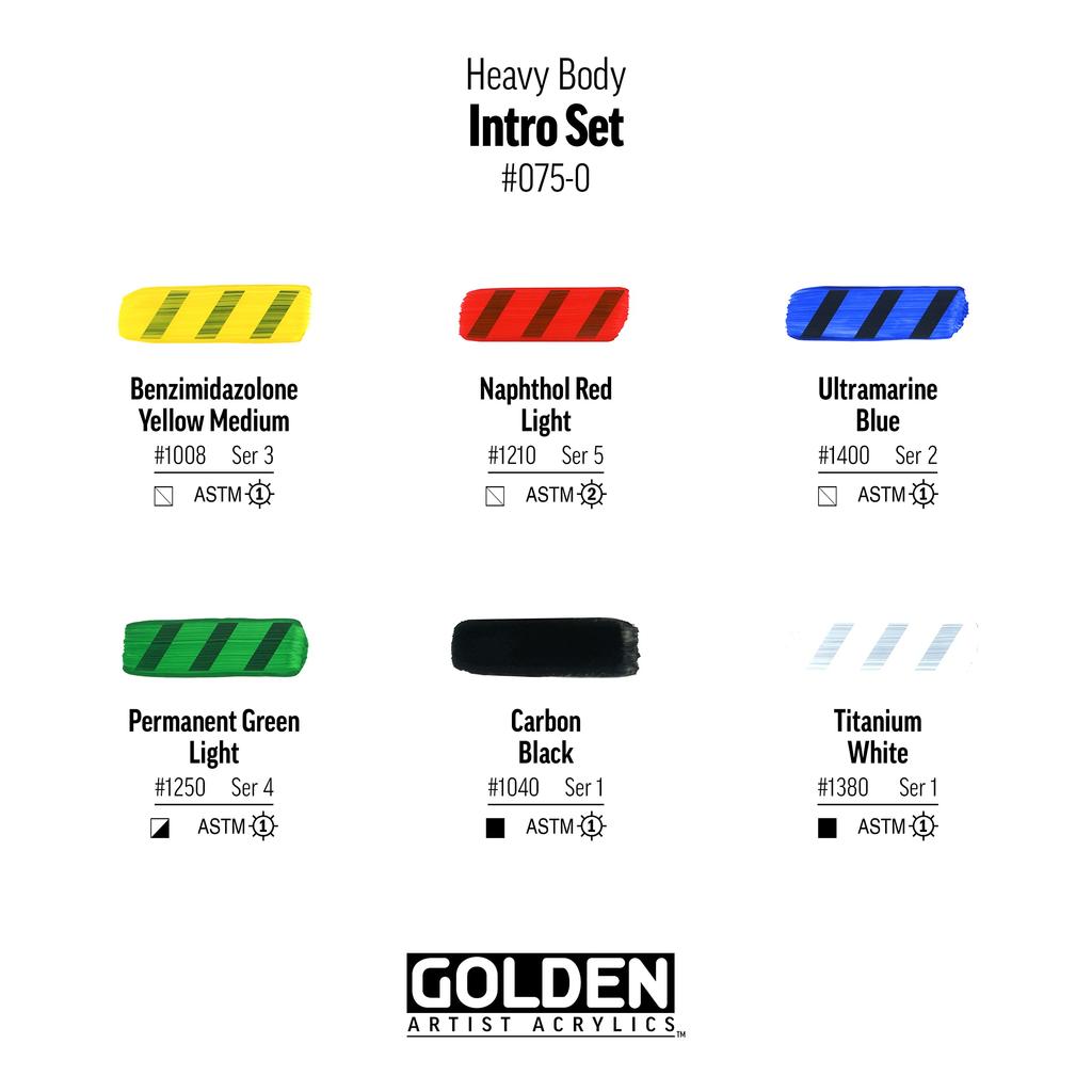 Golden Acrylic Heavy Body 22ml 0075 Intro 6 Color Set 13100075