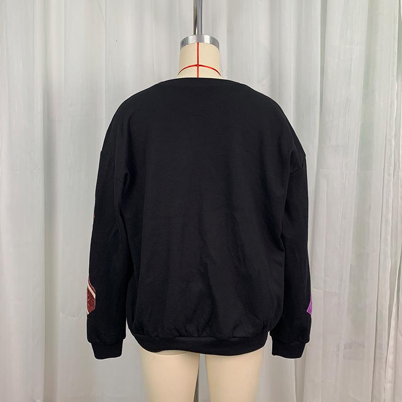 Women's Christmas Sweatshirt Loose Sequin Present Box Crew Neck Long Sleeve Pullover Tops Casual Streetwear