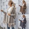 Women's Knitting Capes & Ponchos Autumn Clothing Winter Keep Warm Coat Jacket Korean Fashion Female Basic Leopard Tops