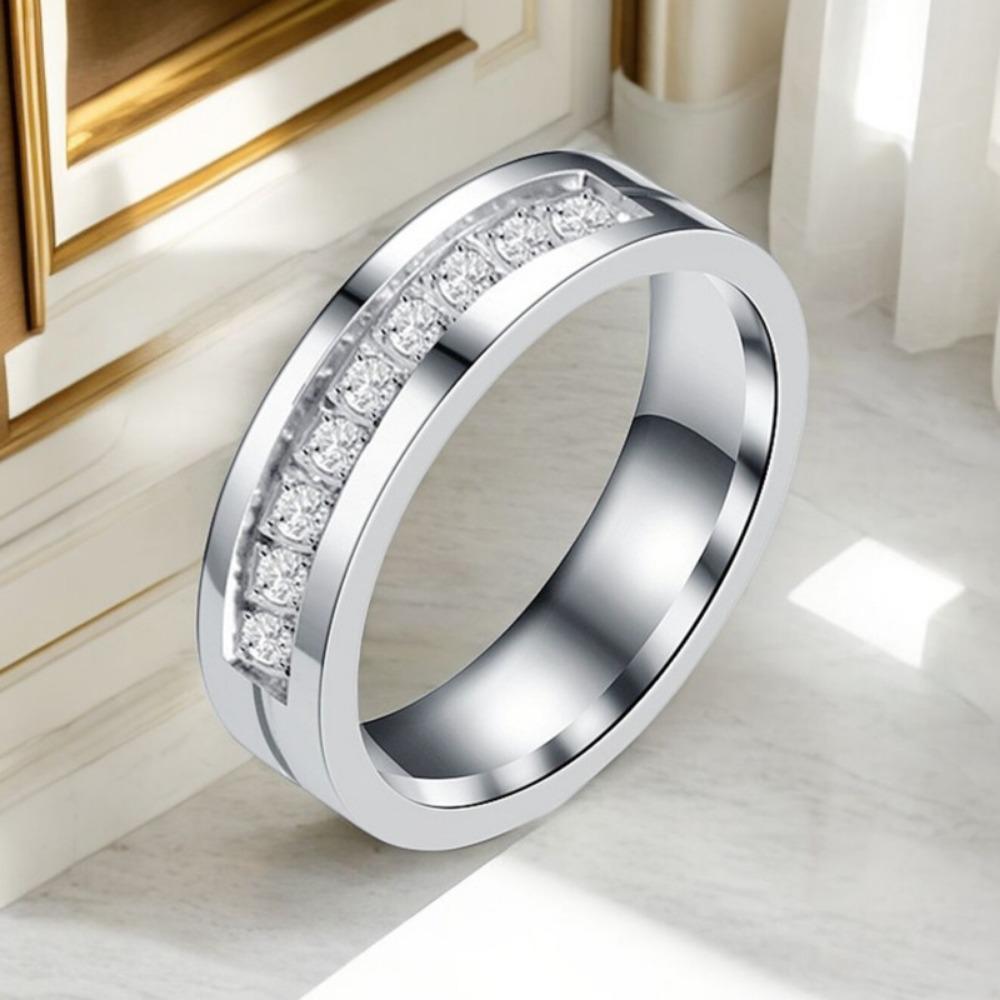 Аксессуары, кольцо для пары из нержавеющей стали с цирконом, европейское и американское кольцо из титановой стали с вермикулитом, ювелирные изделия Gandal