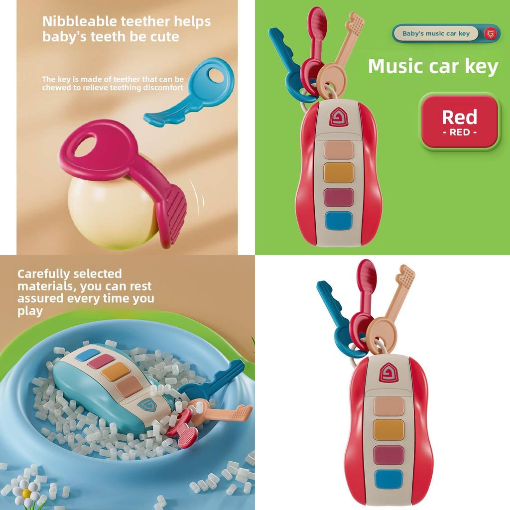 Детская развивающая игрушка машинка ключ с дистанционным управлением с музыкой и мягким силиконом для развития ребенка