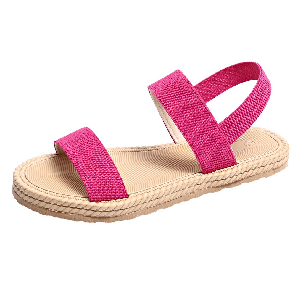 Lightweight Women's Flat Sandals Summer Fashion Elastic Band Roman Sandals Woman Comfortable Non Slip Beach Sandalias Mujer