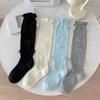 Female Spring Summer Thin Model Pure Color Curled Lace Bow Calf Pile Pile Socks