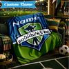 Custom Name Seattle FC Crest Blanket Lightweight Ideal Bedding Blanket Perfect for Travel, Camping, Living Rooms, Sofas, Christmas gift