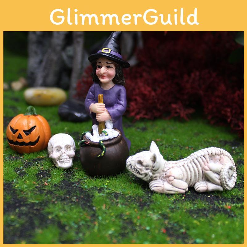 Тыква Ведьма Хэллоуин Смола Украшение для Двора С Микро Пейзажем Подарочная Сцена