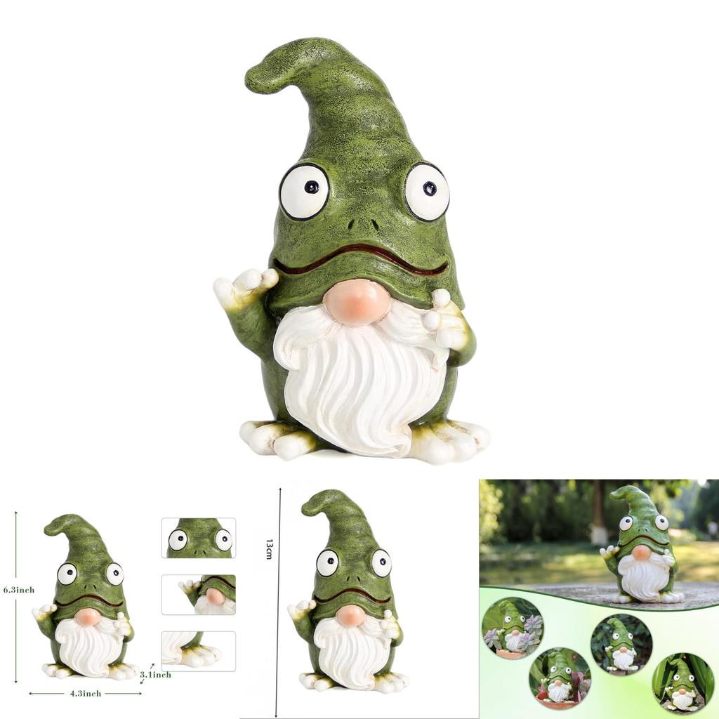 Frog Gnome Figurine Resin Decor For Home Garden Creative Display