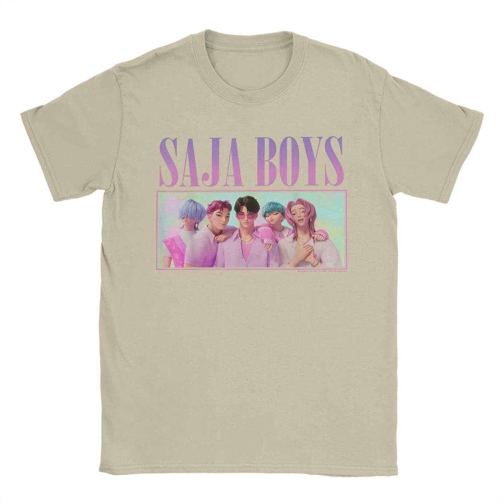 Saja Boys Групповое фото Kpop Охотники на демонов Мужские футболки Модная футболка с коротким рукавом и круглым вырезом Женская футболка Хлопок Подарочные топы