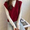 Women's Knitted Vest Spring and Autumn Knitted Women's Sweater Vest V-neck Loose Fit Winter Vest Outerwear