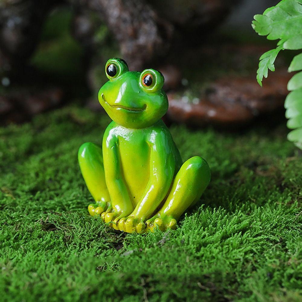 Mini Garden Frog Ornament Resin Micro Landscape Decoration Animal Statue Frog Figurines Patio