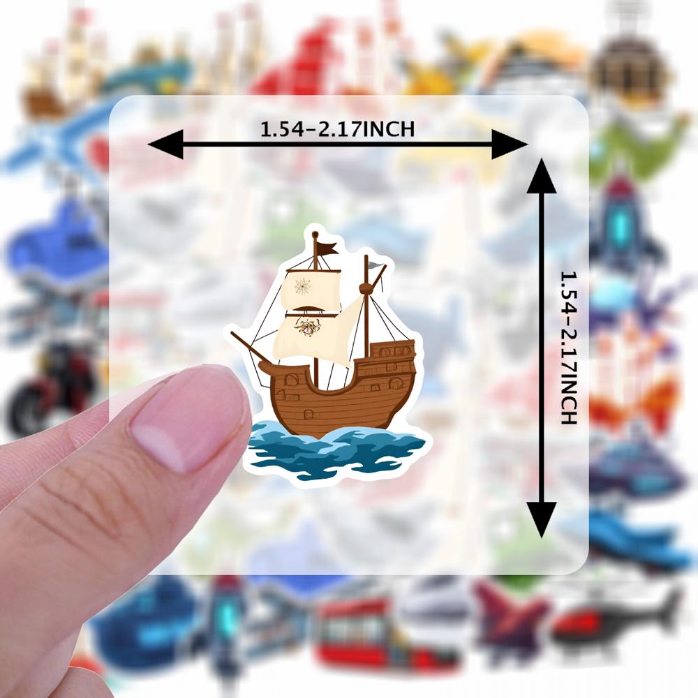 35pcs-50pcs Cartoon Adventure Stickers Playful Vehicles Stationery Stickers Stickers For Suitcase Fridge Phone Luggage