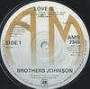 7inch Record BROTHERS JOHNSON - Love Is AMS7345 A&M Records 1977 UK Soul/Funk Used