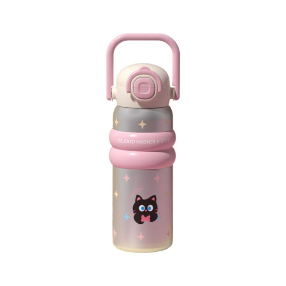 Portable Handheld Thermos Cup 600ml Thermos Water Bottle Unique Thermal Bottle  for Girls