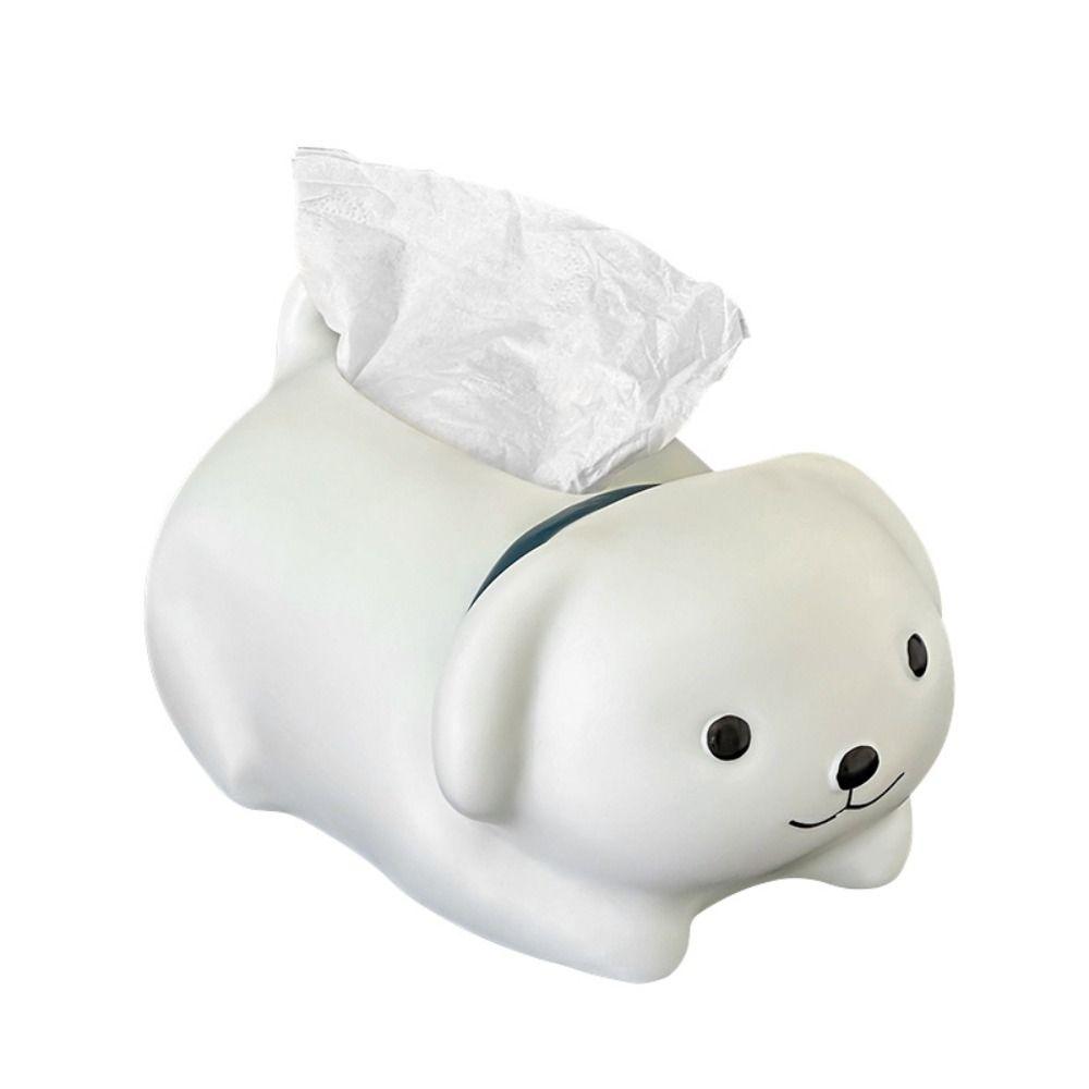 Anti Drop Little Dog Tissue Storage Box Figure Model Little White Dog Model Toy  Birthday Gift