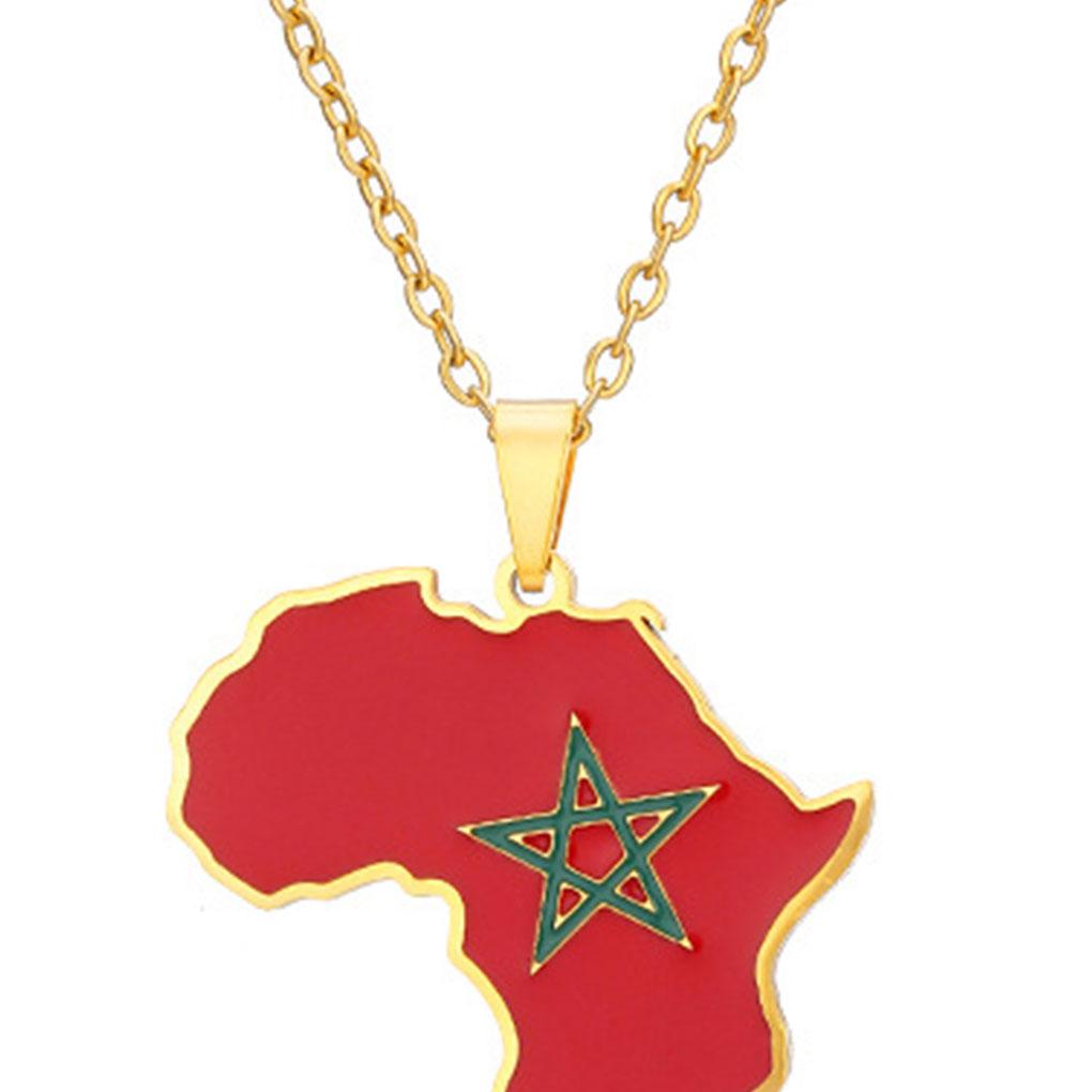 Ожерелье с подвеской в виде флага карты Марокко, стильное ожерелье с подвеской в виде карты Марокко, уникальные ожерелья