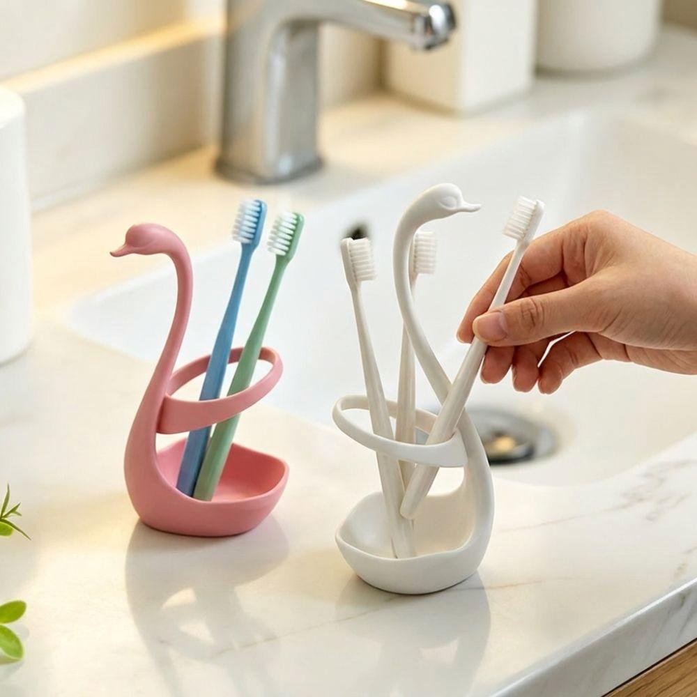 Plastic Swan Toothbrush Holder 3D Printing Toothpaste Stand Base Makeup Brush Shelf Home Use