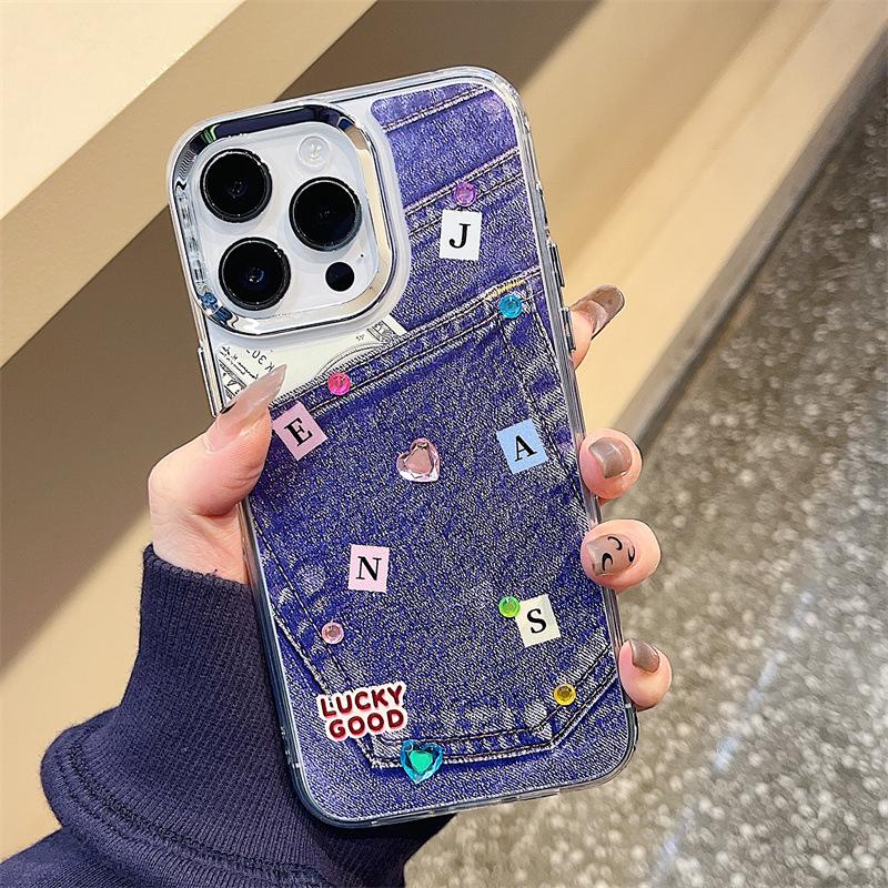 Акриловый чехол для iPhone Zhitai с цепочкой и стразами — совместим с iPhone 12/13 Pro Max/14/15 Pro