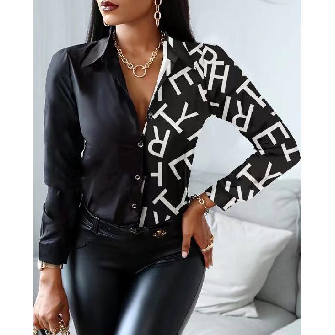 Весна и осень новый женский универсальный длинный рукав повседневный деловой дорожный элегантный комфорт сексуальный низ рубашка топ