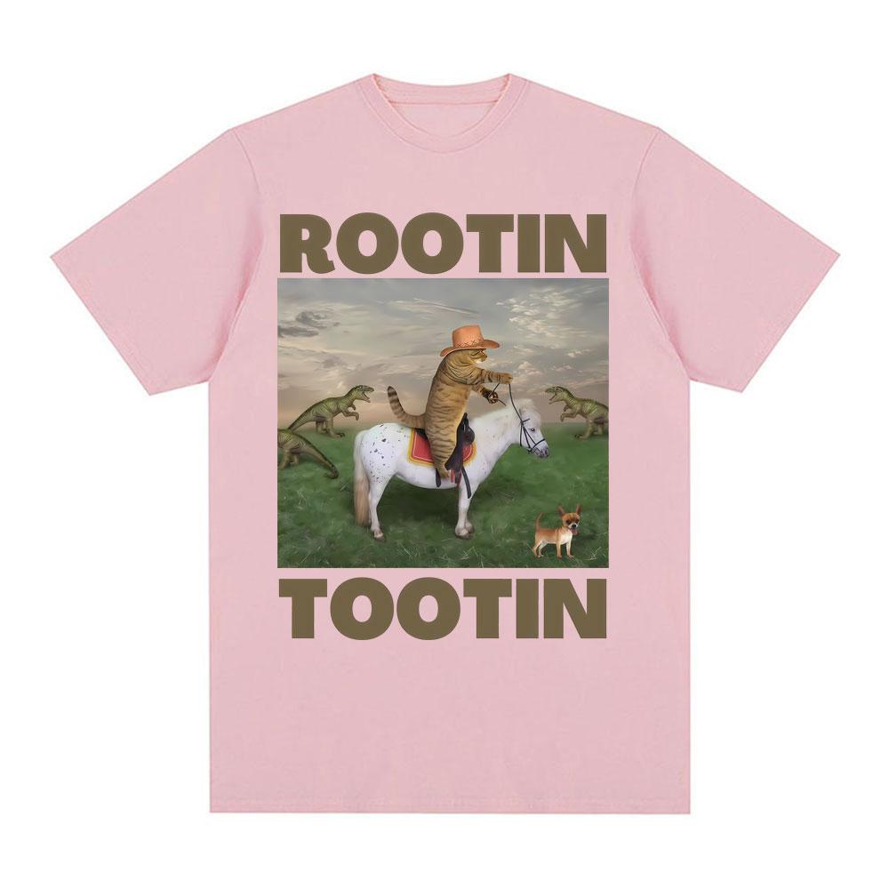 Rootin Tootin Cowboy Cat Graphic Tshirts Unisex Clothing Retro Fashion Humor Short Sleeve T Shirts Cotton Casual Oversized Tshirt