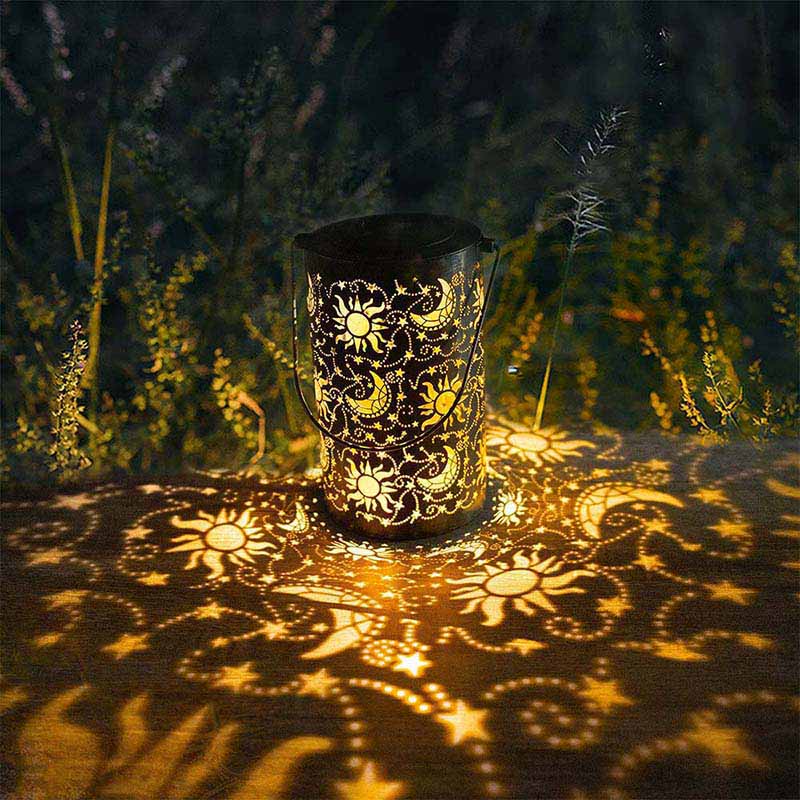 Солнечные фонарики, уличный декор сада, подвесные солнечные фонари, металлический декор Солнца, Луны и звезд, уличные фонарики для патио, двора, стола, дорожки