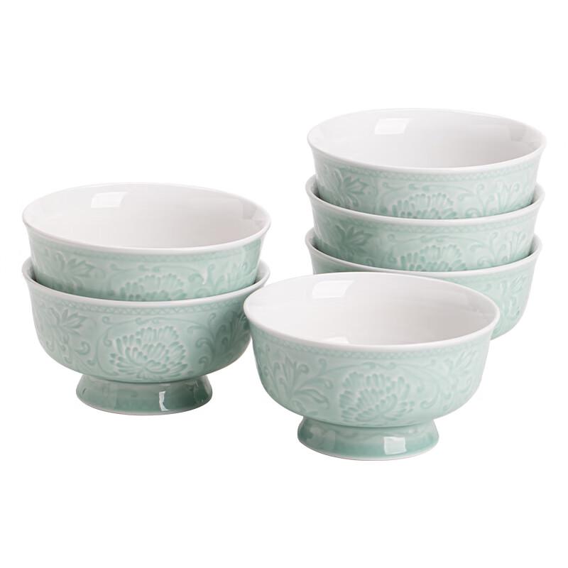 Chinese Celadon Rice Bowl Set (6-Pack)