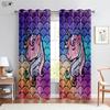 Шторы с рисунком радуги и единорога из мультфильма для детской комнаты, полиэфирное волокно, легко стирать и ухаживать, украшение для дома, 2 шт.