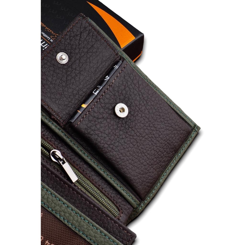 Роскошный мужской кошелек цвета хаки Camel с монетными глазами