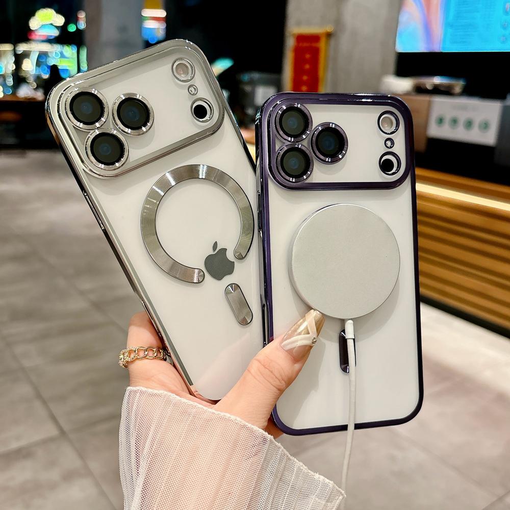 KEYSION Магнитный чехол с покрытием для MagSafe для iPhone 17 Pro Max 17Air Прозрачный ТПУ Противоударный чехол для телефона с защитой объектива