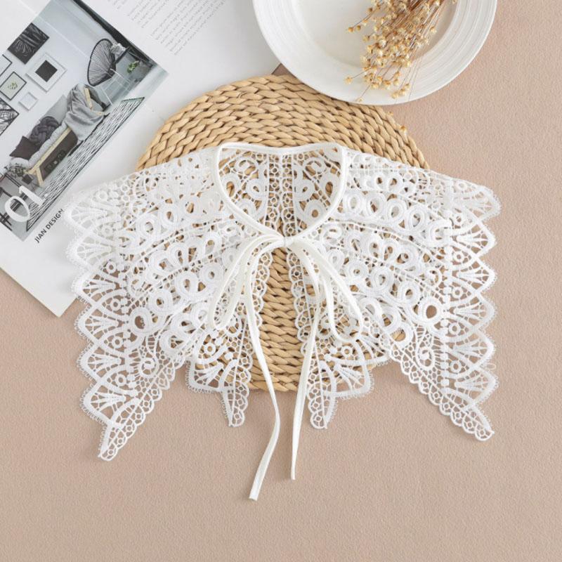 Lace Fake Collar Women Detachable Collars For Women False Collar Embroidery Floral Lolita Lapel Half Shirt Shawl Wrap Decoration