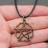 Ожерелье 45 см Кожаная цепочка Большая пятиконечная звезда Солнце Луна Пентаграмма Минималистичные компоненты для украшений QN072