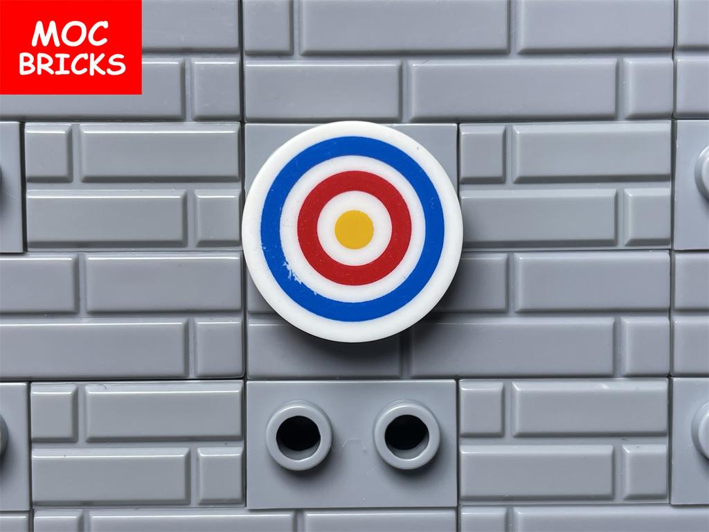 16pcs MOC Bricks Target Printed Round Tile 2x2 For 4cm Figure Weapon Sword 14769 Accessories DIY Assembled Building Blocks Toys