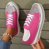 Foreign Trade Large Size Casual Single Shoes Women's 2025 Autumn New Flat Bottom Round Head Lace-up Color Matching Fashion Single Shoes Women