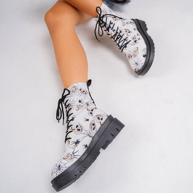 Мода 2024 Высококачественная женская обувь Большие размеры Женские сапоги Модные принты Современные сапоги Женские новые сапоги до середины голени с перекрестной шнуровкой