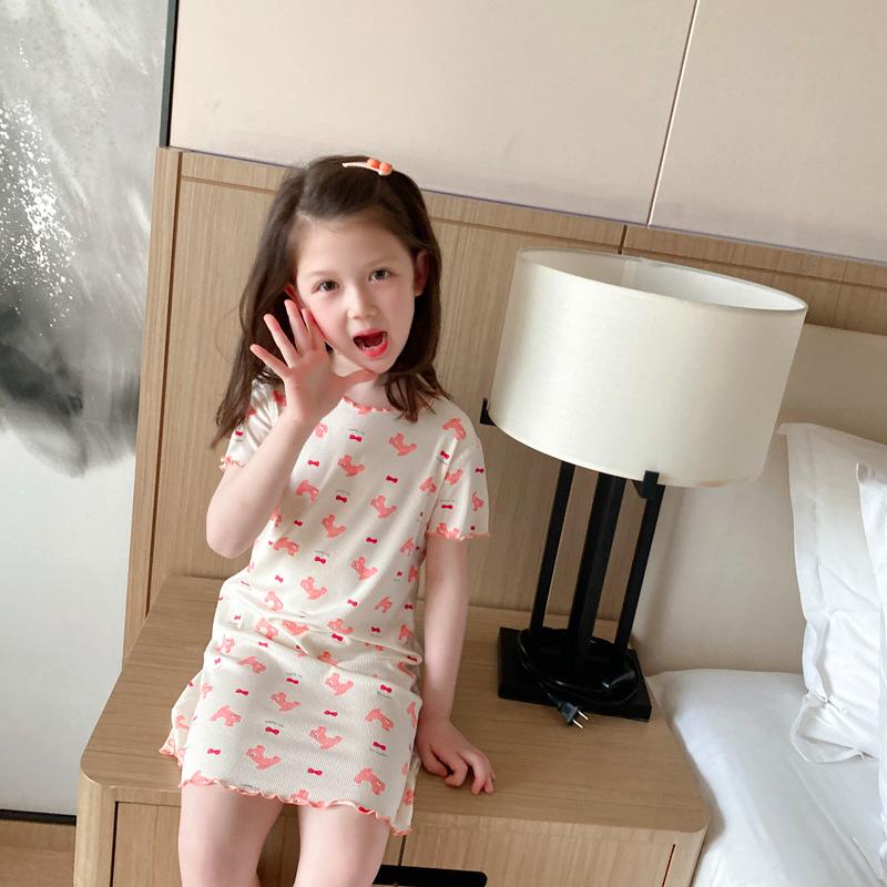 Модальная ночная сорочка для девочек в корейском стиле: Летняя воздушная бесшовная одежда для сна для детей