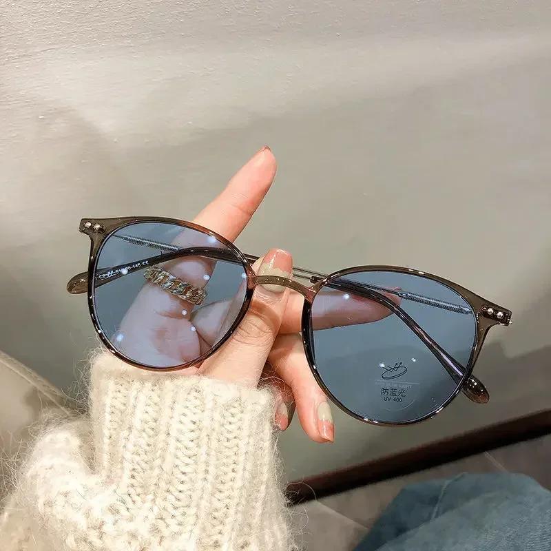 Women Luxury Brand Photochromic Myopia Glasses Vintage Anti Blue Light Near Sight Eyeglasses Fashion Round Frame Eyewear Diopter