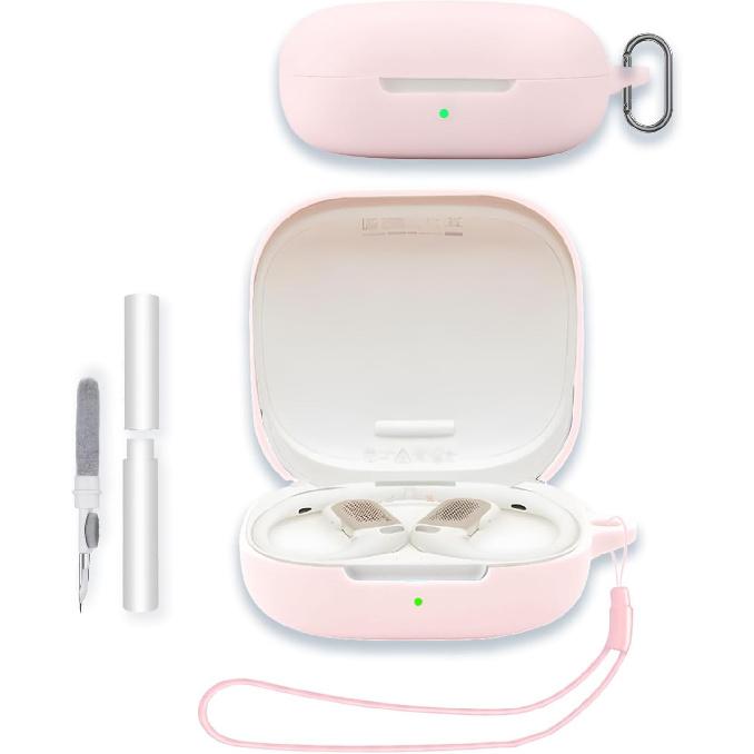 Case for SHOKZ OpenDots ONE Open Earphones, WUNIAK Soft Silicone Protective Portable Scratch Shock Resistant Shell with Cleaner Kit & Carabiner &