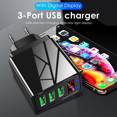 Портативный настенный зарядный адаптер 3 USB 48 Вт QC3.0 3,1 А с цифровым дисплеем
