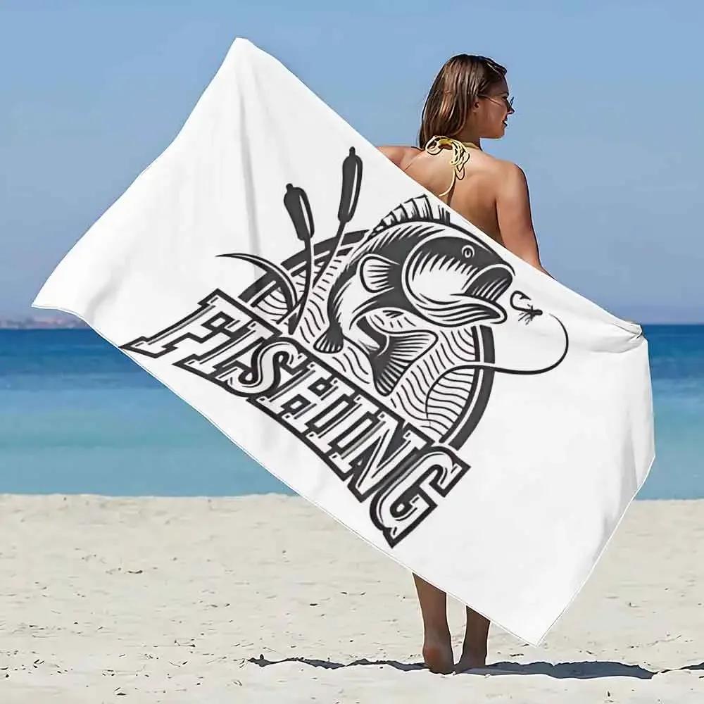 Nash Fishing Print Beach Towel - Soft Absorbent Towel for Fishing Enthusiasts, Unique Design for Everyday Use and Comfort